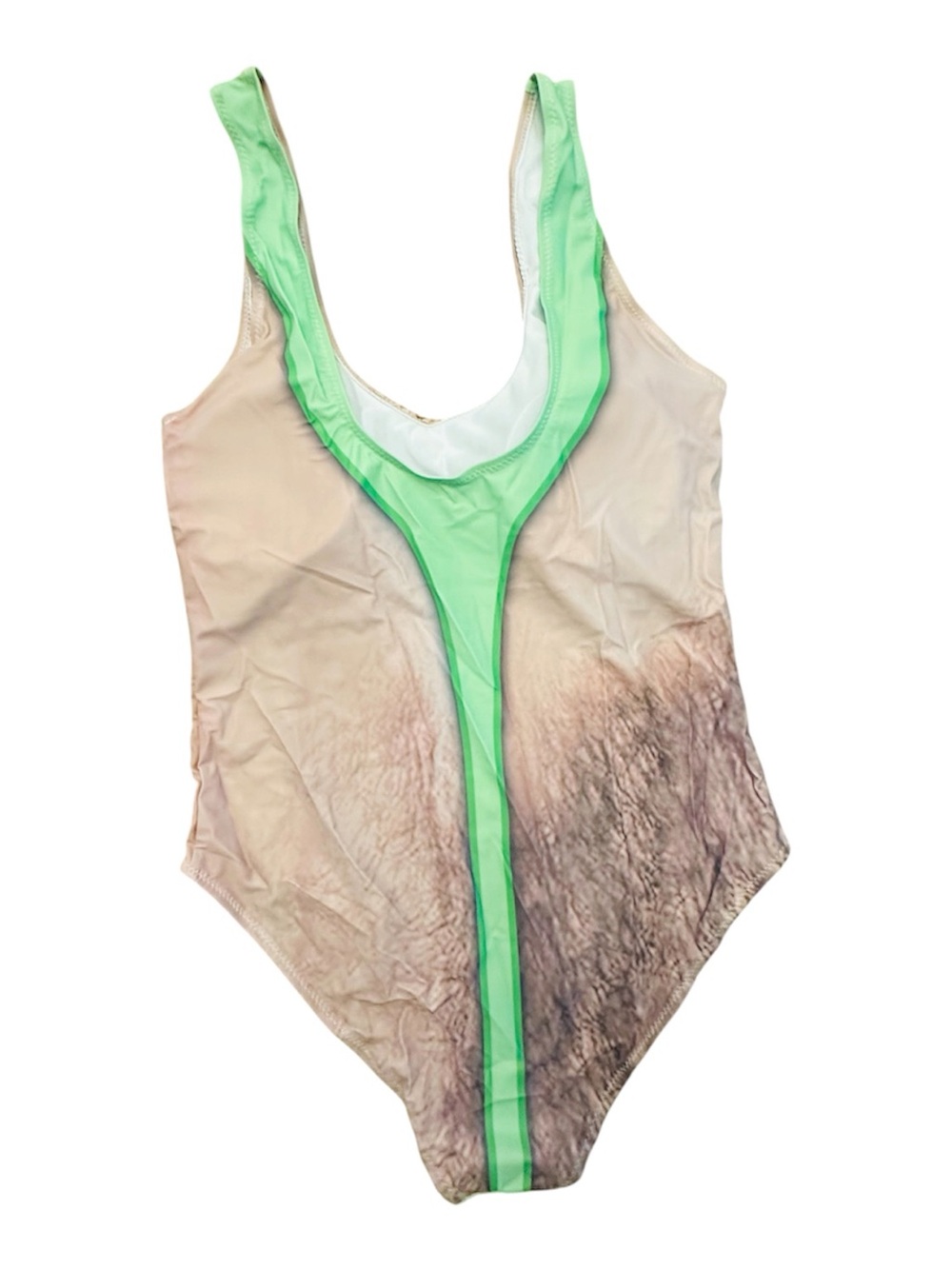 Novelty Gag Borat Inspired Women’s One Piece Swim Suit Fake BodyHair Large 8/10 - Picture 3 of 5